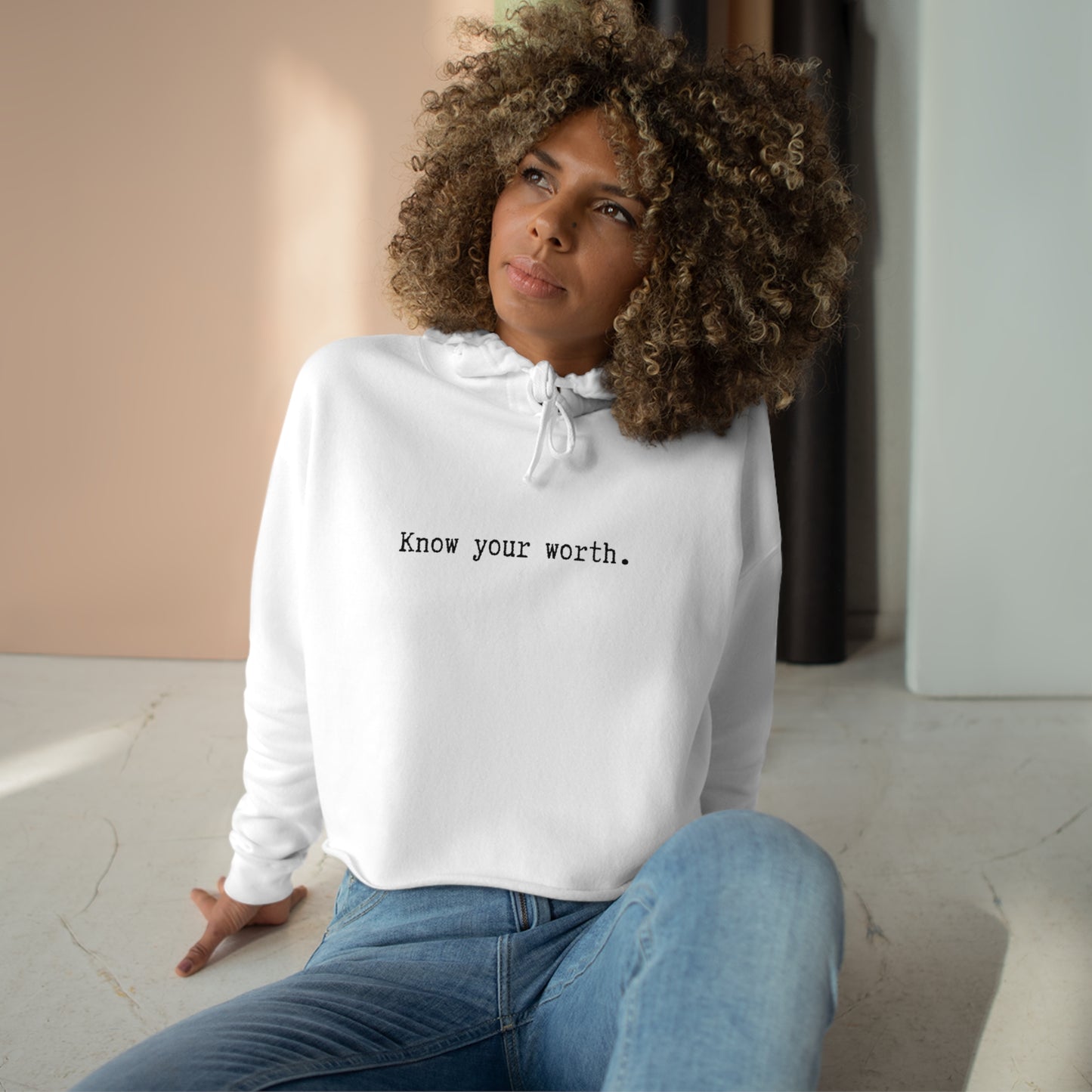 Know Your Worth - Crop Hoodie