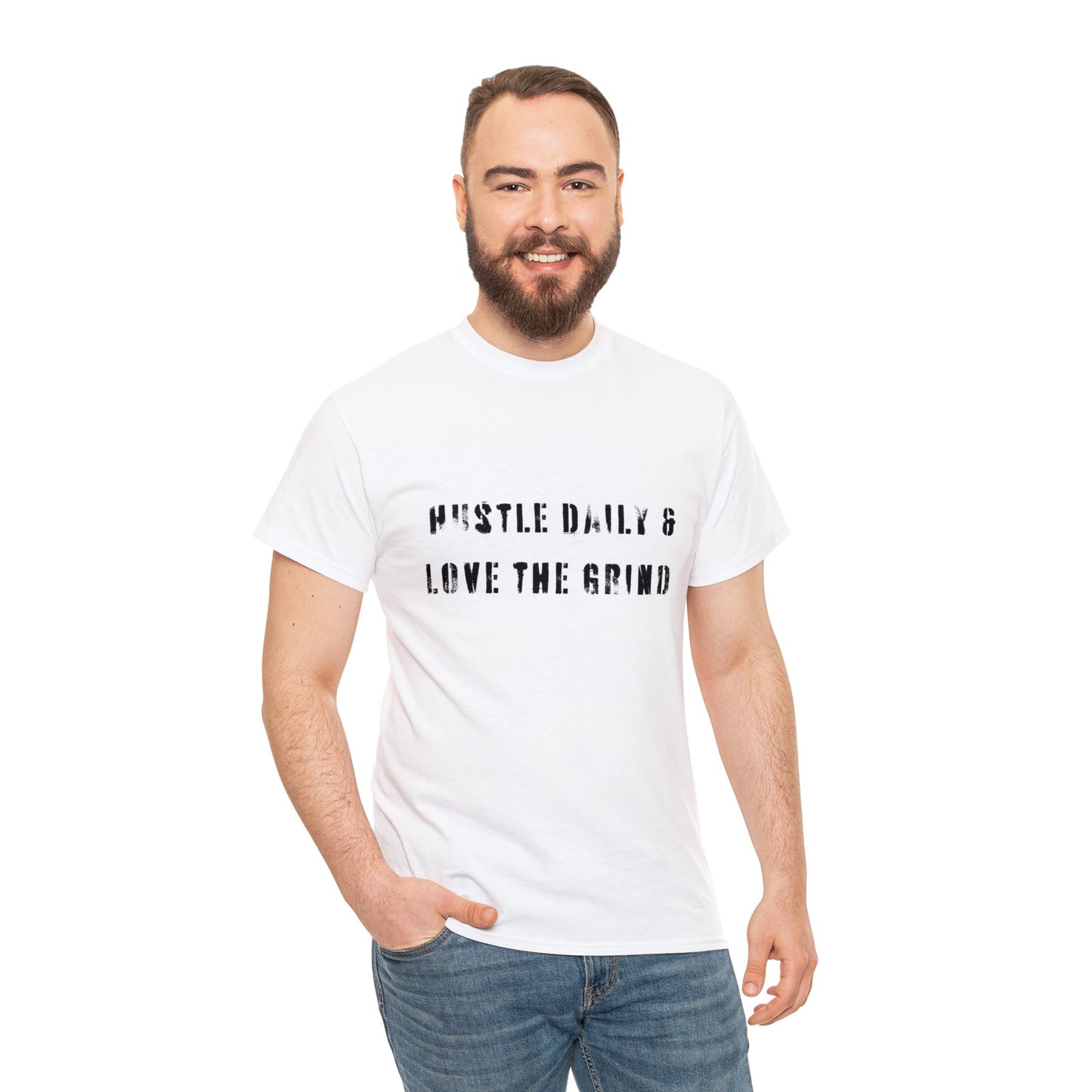 Hustle Daily and Love the Grind - Men's Heavy Cotton Tee